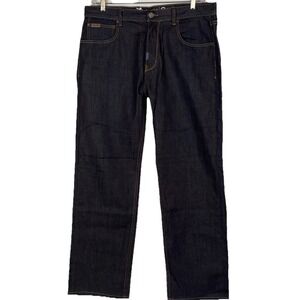 LR Geans Denim Men's Dark Blue Jeans  36x34 Embroidered  C‎ design Back Pocket